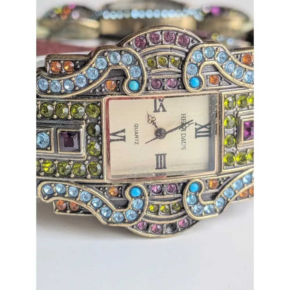 Heidi Daus Lot of 3 Crystal Bejeweled Quartz Watches Bangle Strap Set